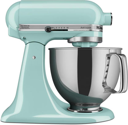 KitchenAid Artisan 5 Qt Tilt-Head Stand Mixer 325W 10-Speed with Flat Beater Dough Hook Wire Whip Pouring Shield 23 lb KSM150PS