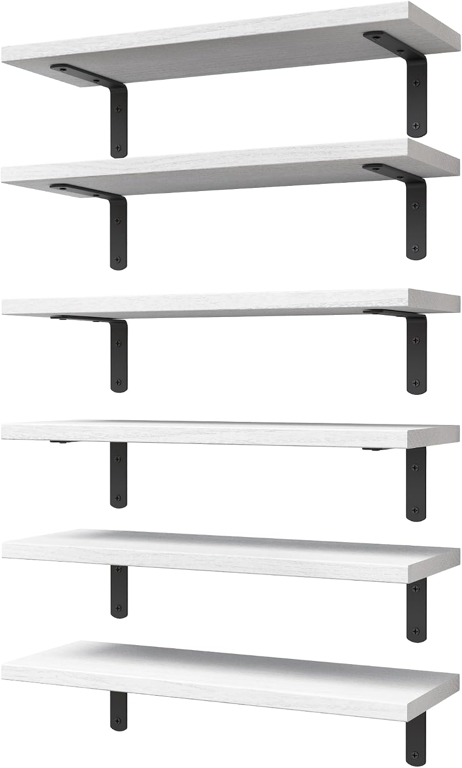 WOPITUES Floating Shelves Set of 6 Wall Mounted Wood Farmhouse Shelf 16.5 Inch Rustic Brown HM011A