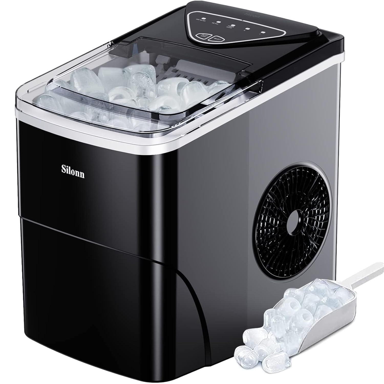 Silonn Nugget Ice Maker Countertop Chewable Pellet Ice Machine Self-Cleaning 36 lbs/Day Portable Black