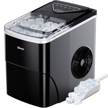 Silonn Nugget Ice Maker Countertop Chewable Pellet Ice Machine Self-Cleaning 36 lbs/Day Portable Black