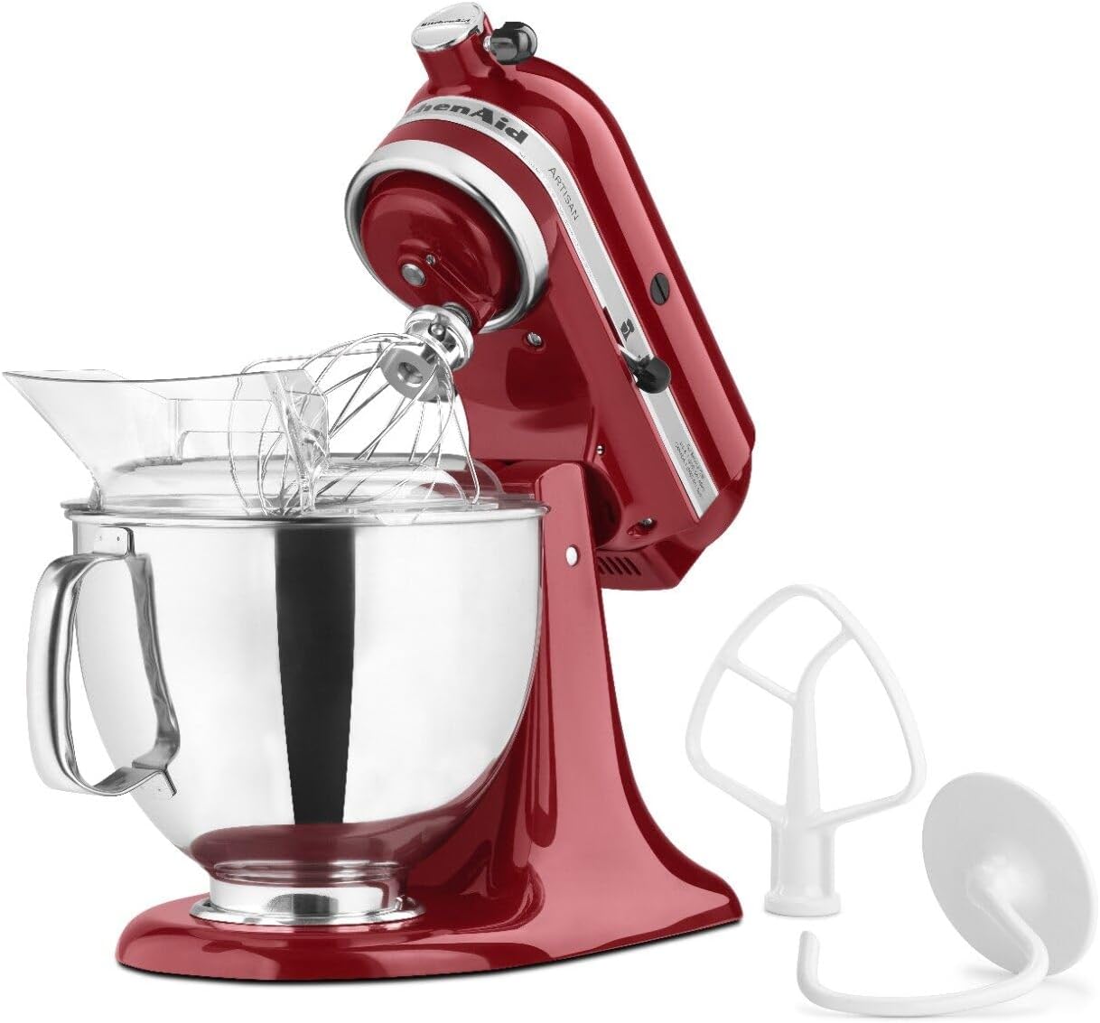 KitchenAid Artisan 5 Qt Tilt-Head Stand Mixer 325W 10-Speed with Flat Beater Dough Hook Wire Whip Pouring Shield 23 lb KSM150PS