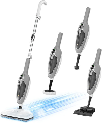 GorFanty GF-6610 10-in-1 MultiPurpose Handheld Steam Cleaner Detachable Floor Steamer Mop 1200W 300 ml Tank 23 ft Cord White/Grey
