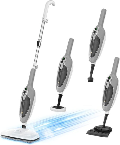 GorFanty GF-6610 10-in-1 MultiPurpose Handheld Steam Cleaner Detachable Floor Steamer Mop 1200W 300 ml Tank 23 ft Cord White/Grey