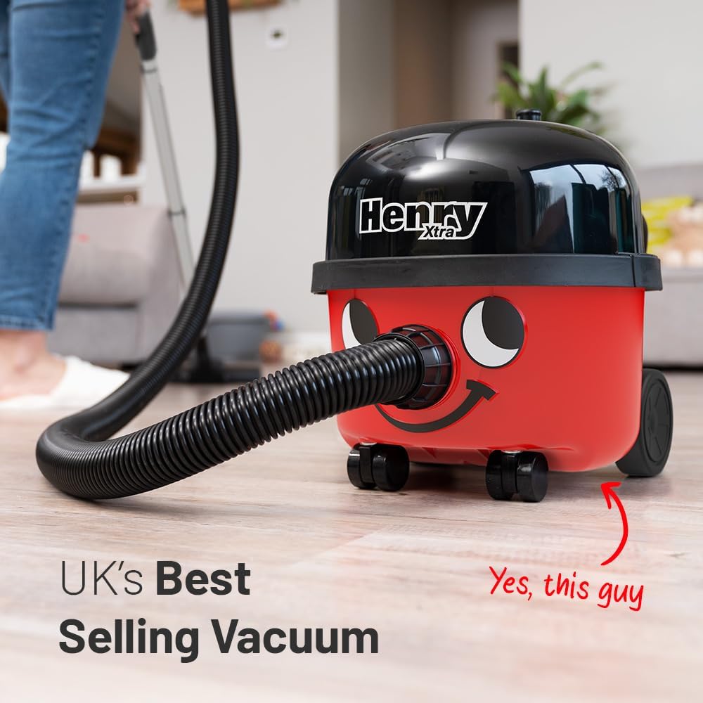 Numatic Henry Xtra HVX160 Canister Vacuum Cleaner 2-Speed TriTex Filtration 2.3 gal 620W 18.7 lb Red
