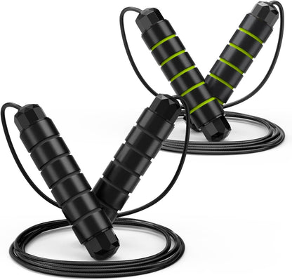 Loocio Tangle-Free Speed Jump Rope Adjustable Steel Cable with Ball Bearings Foam Handles for Men Women Kids Home Gym Fitness Black