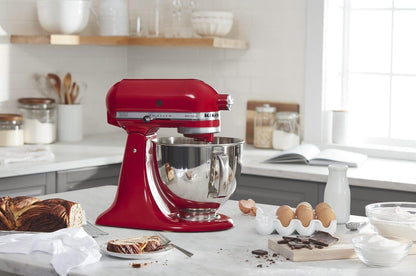 KitchenAid Artisan 5 Qt Tilt-Head Stand Mixer 325W 10-Speed with Flat Beater Dough Hook Wire Whip Pouring Shield 23 lb KSM150PS
