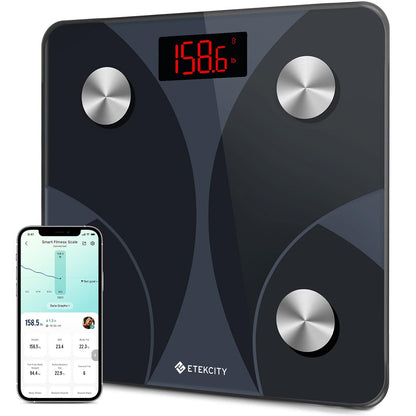 Etekcity Apex HR Smart Fitness Scale Wi-Fi Body Weight BMI Body Fat Muscle Mass Heart Rate TFT Display Tempered Glass 400 lb