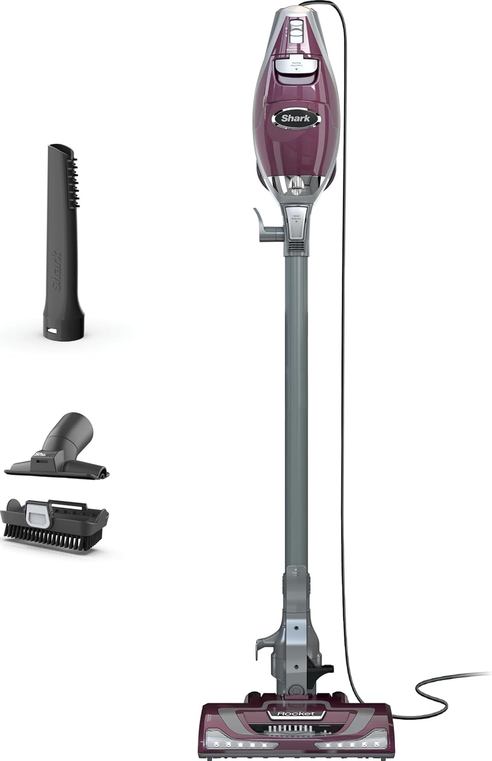 Shark Rocket Pet Plus Corded Stick Vacuum XL Dust Cup Handheld Conversion LED Headlights 8.6 lb Bordeaux/Silver HV322