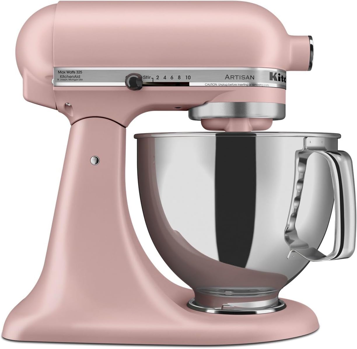 KitchenAid Artisan 5 Qt Tilt-Head Stand Mixer 325W 10-Speed with Flat Beater Dough Hook Wire Whip Pouring Shield 23 lb KSM150PS