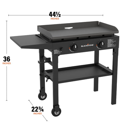 Flat Top Gas Grill Griddle 2 Burner Propane Fuelled Rear Grease Management System
