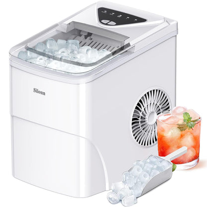 Silonn Nugget Ice Maker Countertop Chewable Pellet Ice Machine Self-Cleaning 36 lbs/Day Portable Black
