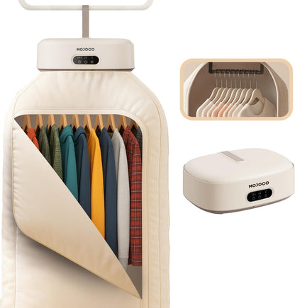 MOJOCO Portable Clothes Dryer 600W Compact 22 lb Capacity with LED UV Sanitizer Quiet Timer for Apartment Travel