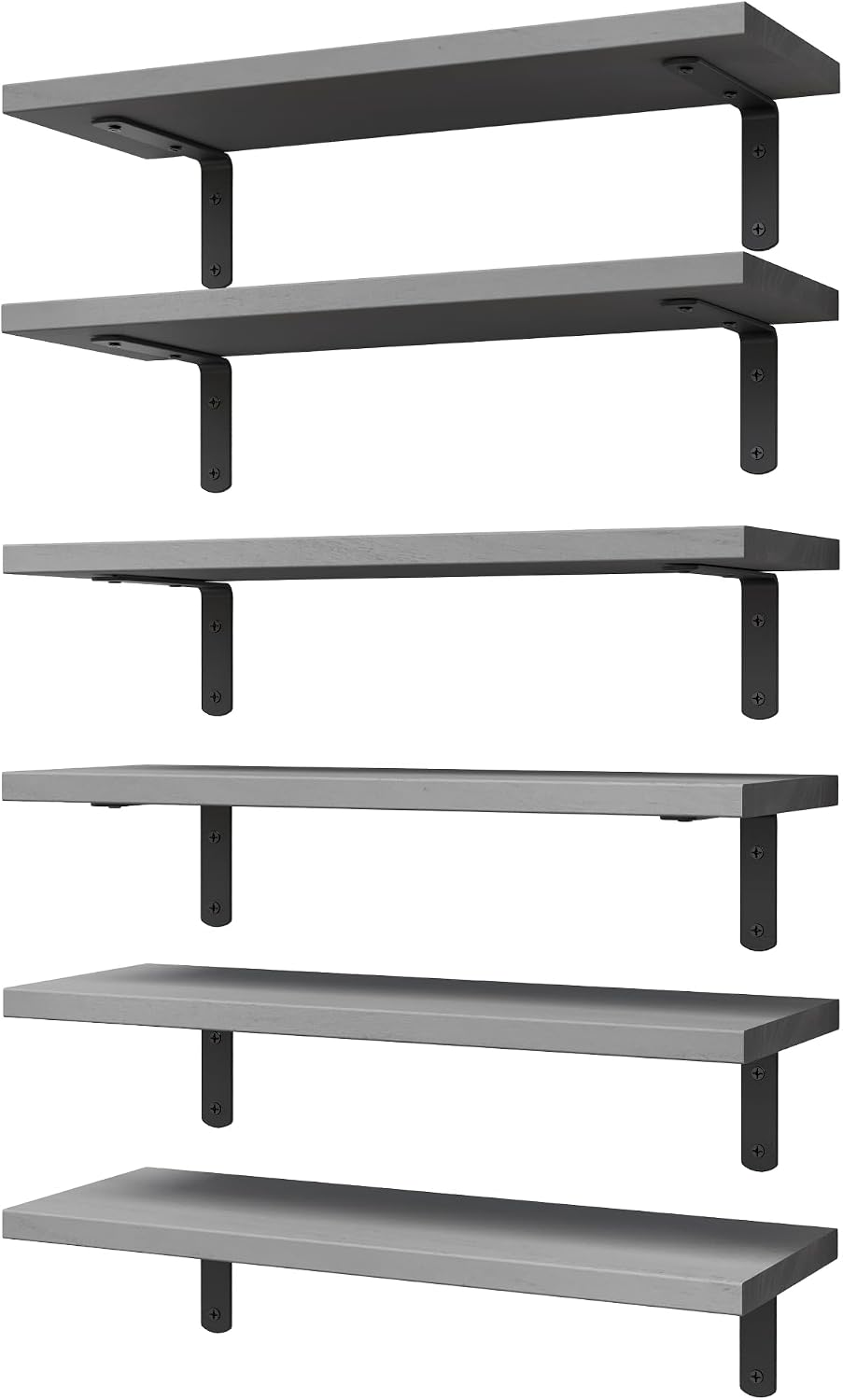 WOPITUES Floating Shelves Set of 6 Wall Mounted Wood Farmhouse Shelf 16.5 Inch Rustic Brown HM011A