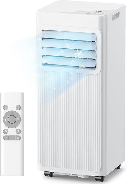 7000 BTU 4-in-1 Portable Air Conditioner Dehumidifier Fan Sleep Mode 24H Timer Cools 300 sq.ft LED Display Remote Bright White A016L