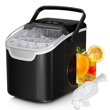 Antarctic Star Countertop Ice Maker 26 lbs/Day 6-Minute Bullet Ice Self-Cleaning Portable Black