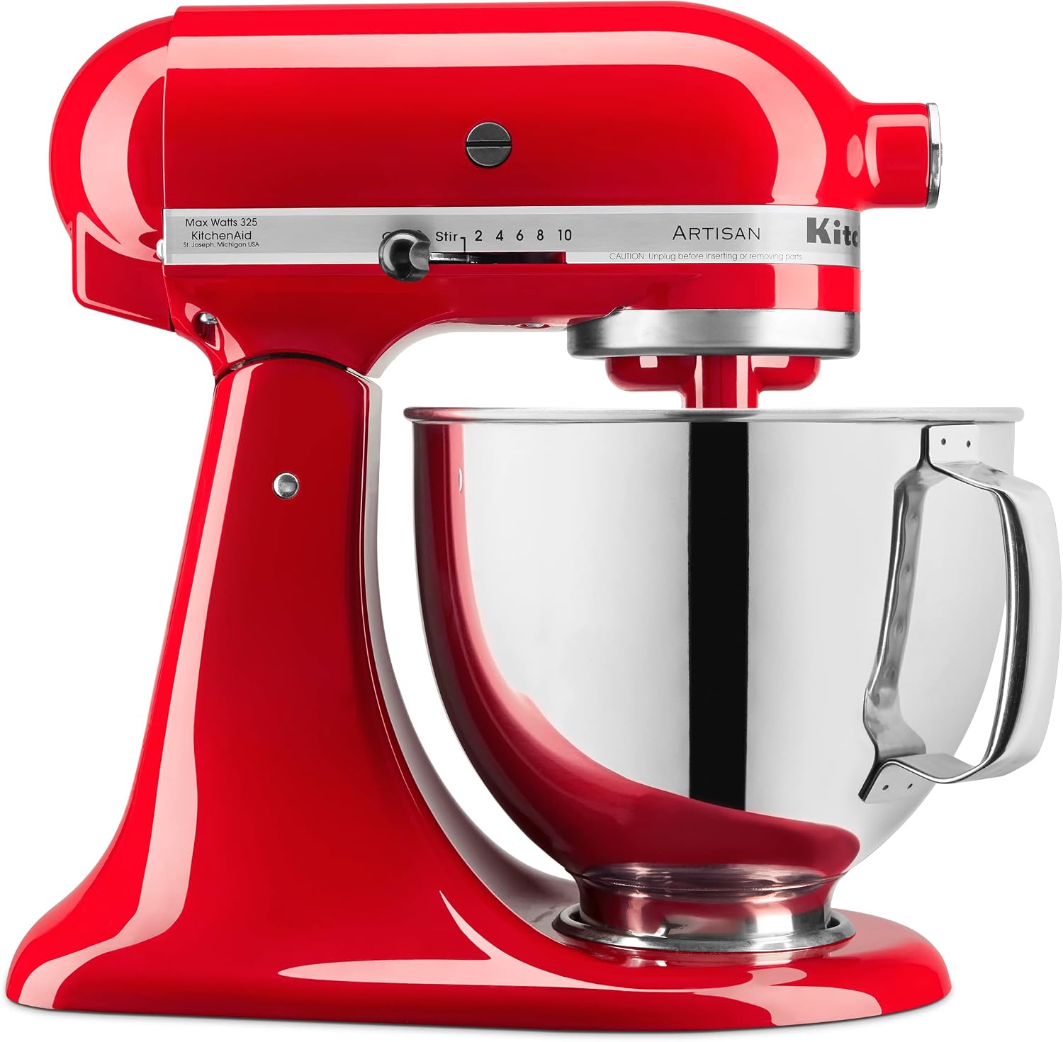 KitchenAid Artisan 5 Qt Tilt-Head Stand Mixer 325W 10-Speed with Flat Beater Dough Hook Wire Whip Pouring Shield 23 lb KSM150PS