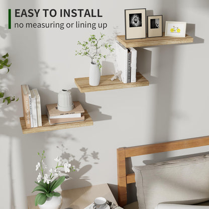 Wood Floating Wall Shelves Set of 3 – 17", Carbonized Black