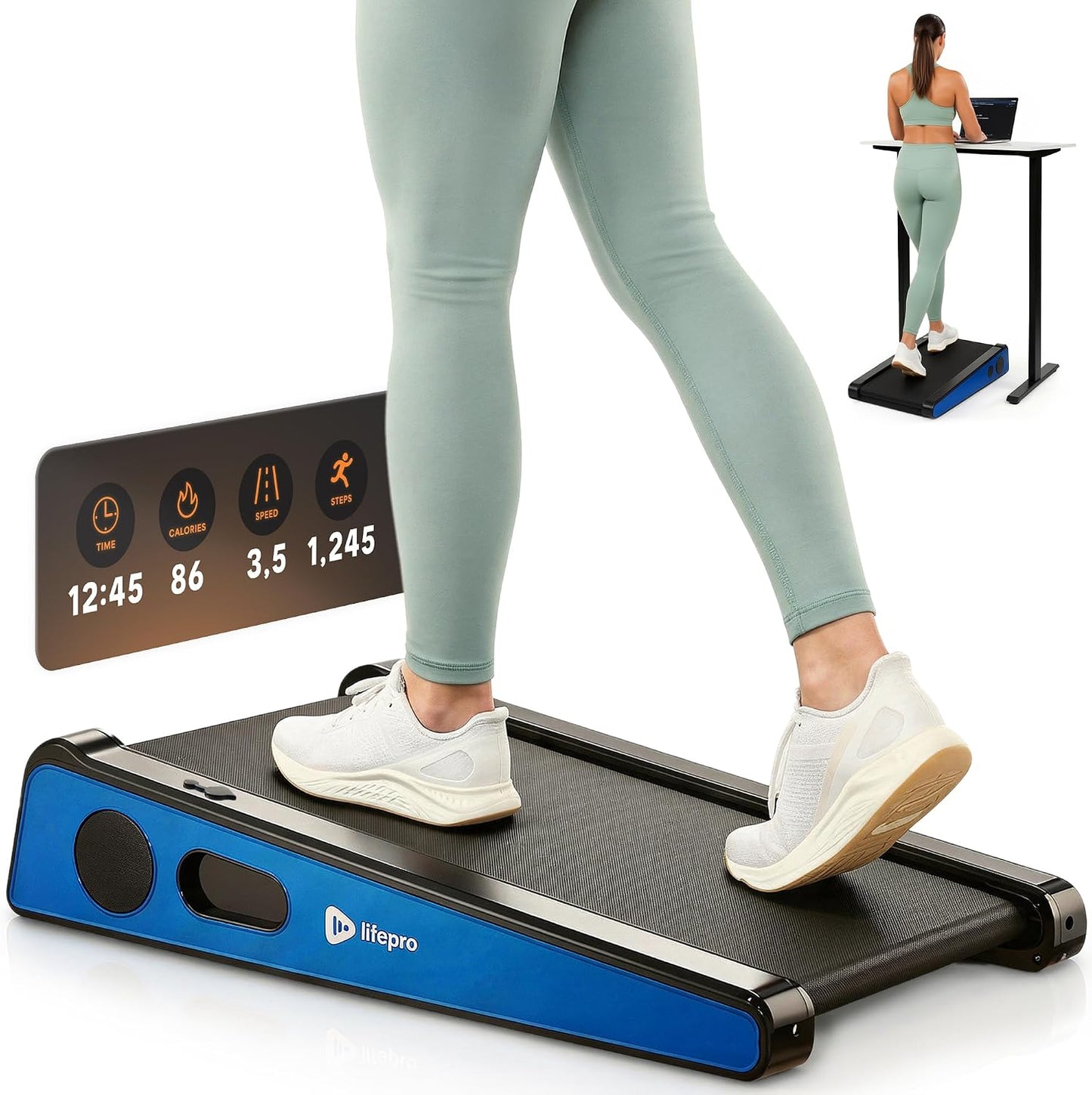 LifePro PacerMini Compact Walking Pad Treadmill with Incline Under Desk Portable Quiet Electric 3 MPH 220 lb Capacity