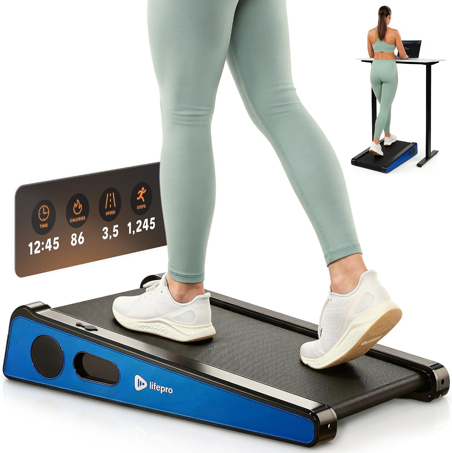 LifePro PacerMini Compact Walking Pad Treadmill with Incline Under Desk Portable Quiet Electric 3 MPH 220 lb Capacity