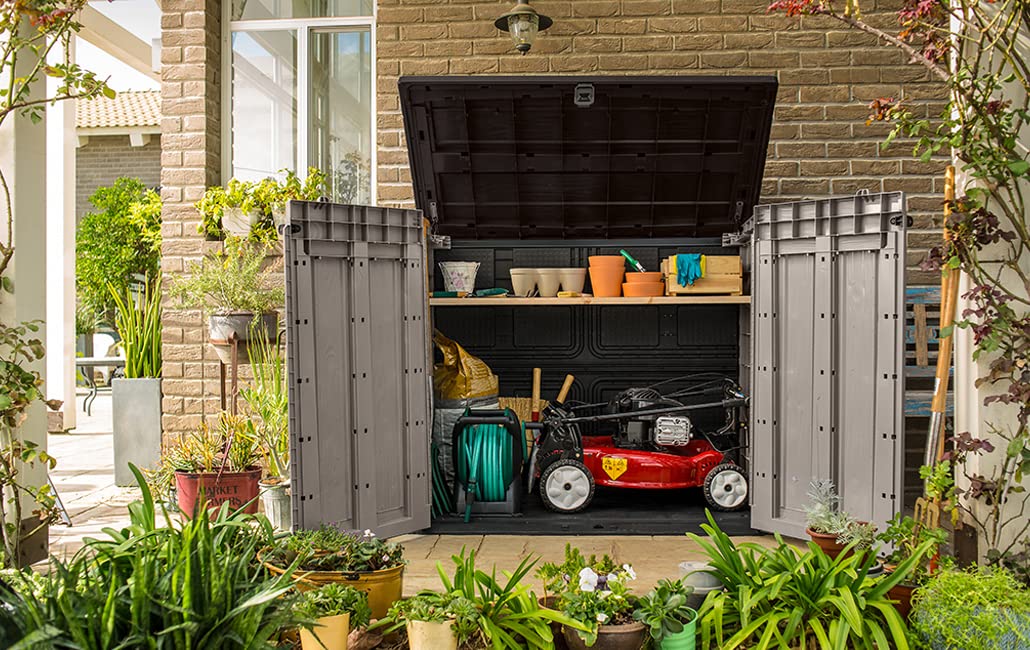 Store It Out Midi Outdoor Plastic Garden Storage Shed - Beige/Brown