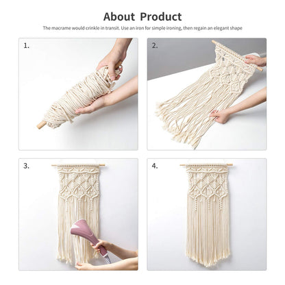 Macrame Woven Wall Hanging – Set of 2, Boho Geometric