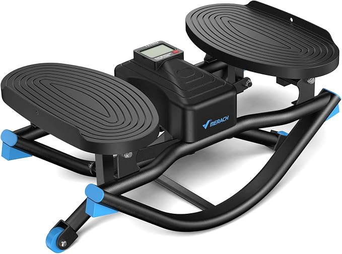 MERACH Rocking Stepper 3D Motion Balance Board with Resistance Bands 330 lb Capacity