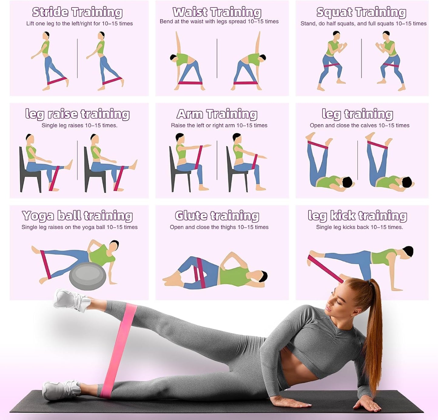 JAKKOFOXX Resistance Loop Exercise Bands Set of 5 with Carry Bag for Home Fitness Stretching Strength Training Physical Therapy