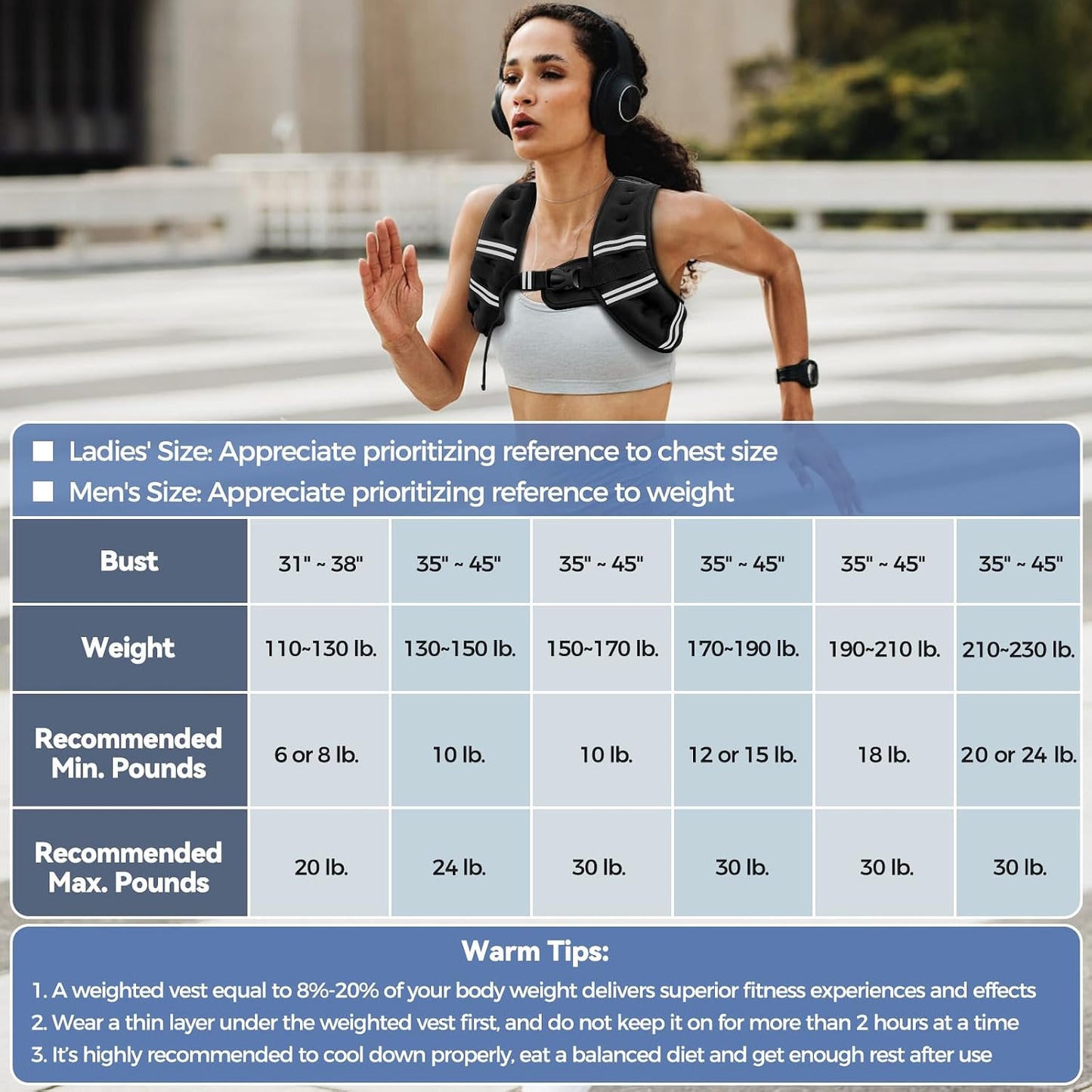 Zeerun Weighted Vest Reflective Stripe Adjustable Buckle Neoprene Rucking for Men Women Walking Running Strength Training