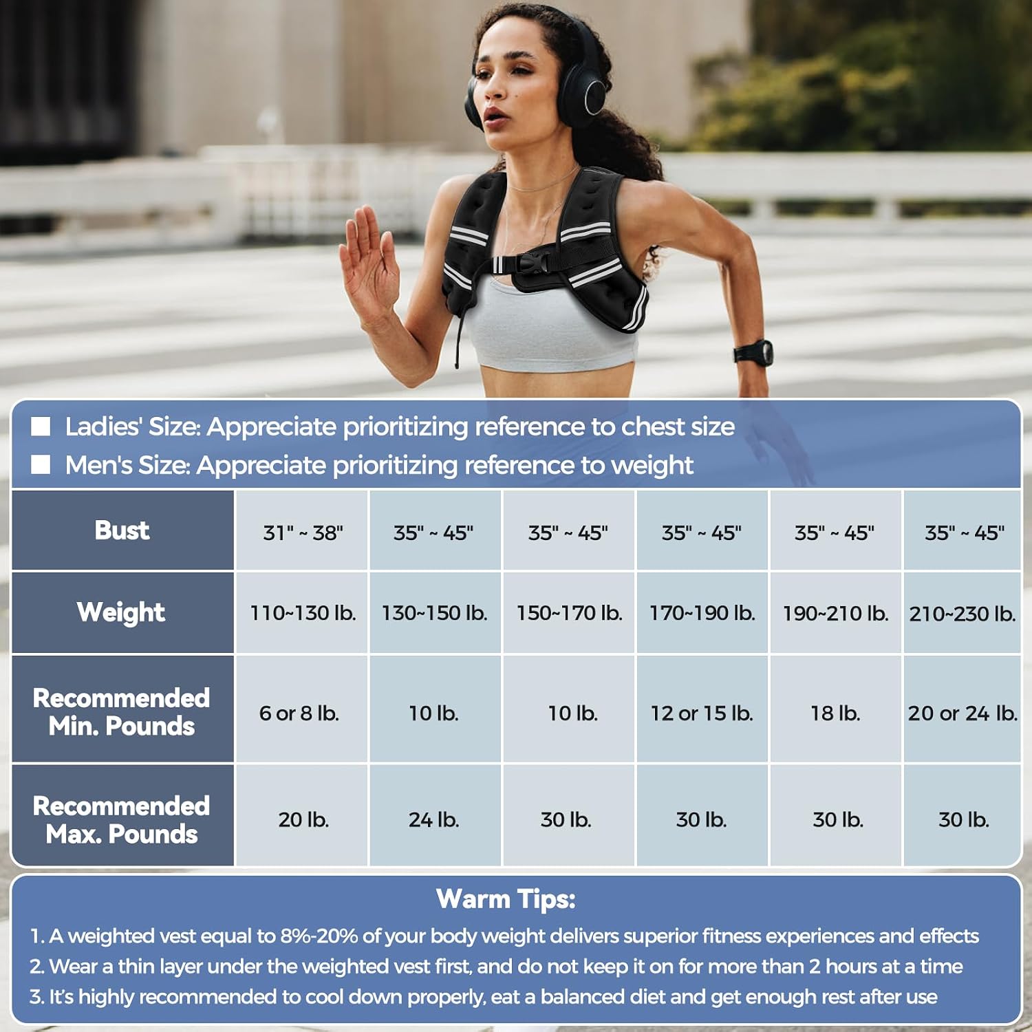 Zeerun Weighted Vest Reflective Stripe Adjustable Buckle Neoprene Rucking for Men Women Walking Running Strength Training