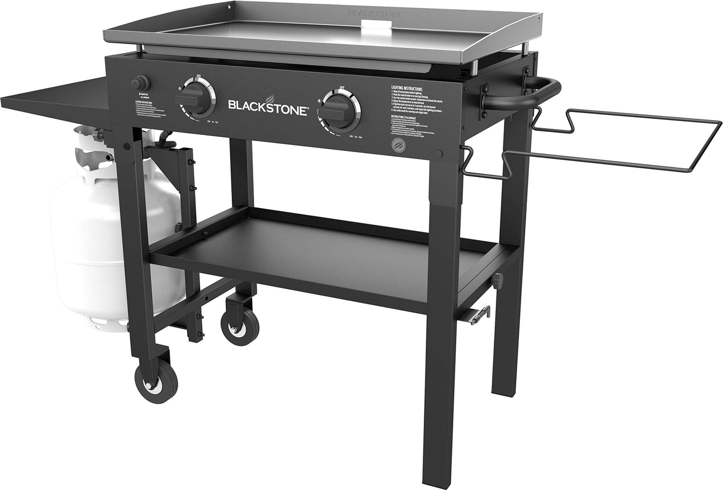1853 Flat Top Gas Grill 2 Burner Propane Fuelled Rear Grease Management System