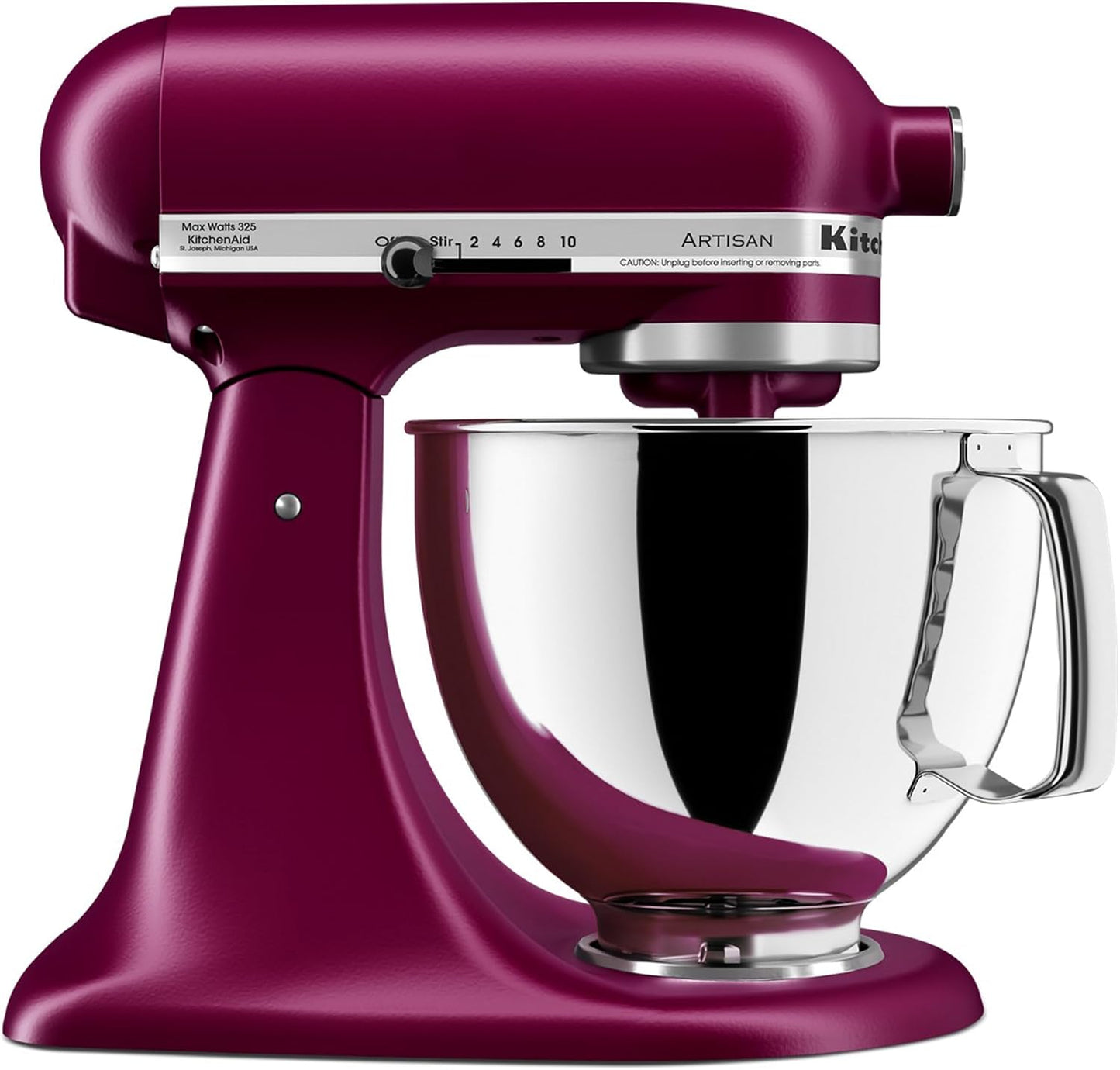 KitchenAid Artisan 5 Qt Tilt-Head Stand Mixer 325W 10-Speed with Flat Beater Dough Hook Wire Whip Pouring Shield 23 lb KSM150PS