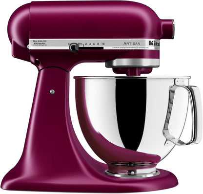 KitchenAid Artisan 5 Qt Tilt-Head Stand Mixer 325W 10-Speed with Flat Beater Dough Hook Wire Whip Pouring Shield 23 lb KSM150PS