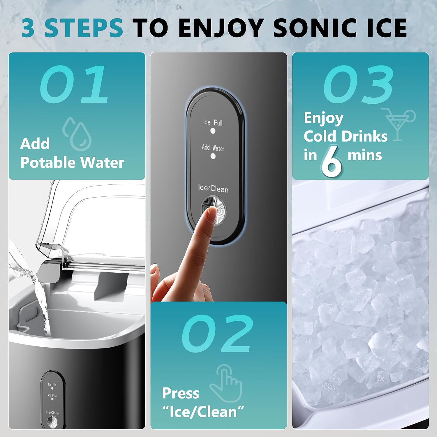 EUHOMY Nugget Ice Maker Countertop Chewable Pellet Ice Self-Cleaning 34 lbs/Day Portable
