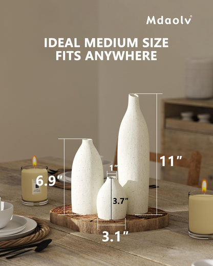 Matte Clay Flower Vase Set of 3 – Cream White, Nordic