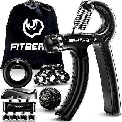 FitBeast Grip Strengthener Forearm Hand Grips Kit 5 Pack Adjustable Resistance 10-132 lbs