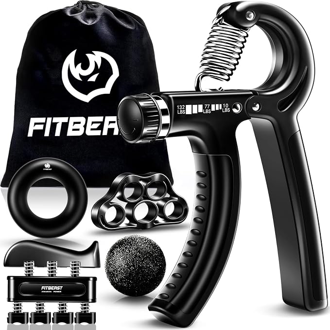 FitBeast Grip Strengthener Forearm Hand Grips Kit 5 Pack Adjustable Resistance 10-132 lbs