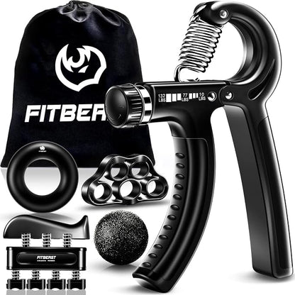 FitBeast Grip Strengthener Forearm Hand Grips Kit 5 Pack Adjustable Resistance 10-132 lbs