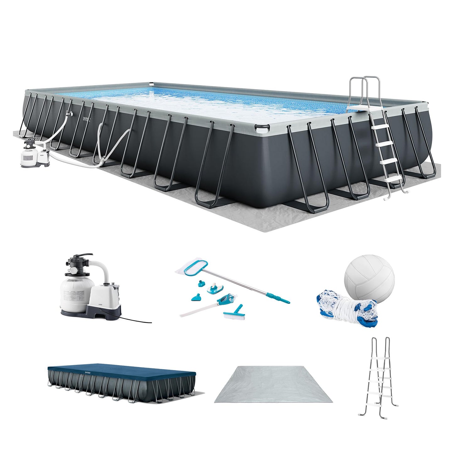 Ultra XTR 32 ft x 16 ft 52 in Above Ground Pool Set, Rectangular Swimming Pool