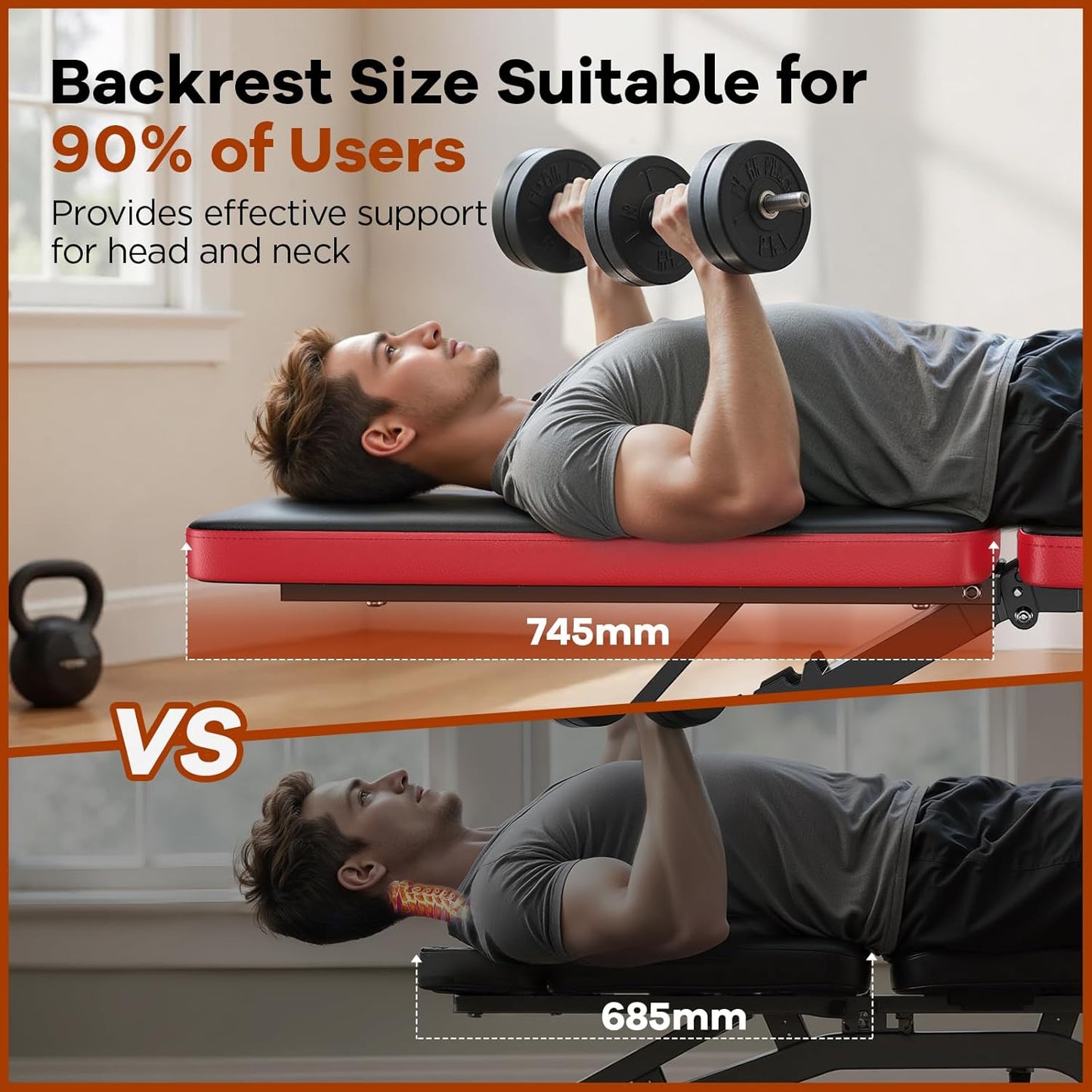 NICEPEOPLE Adjustable Weight Bench 660 lb Capacity 8 Backrest Positions Foldable Strength Training for Home Gym