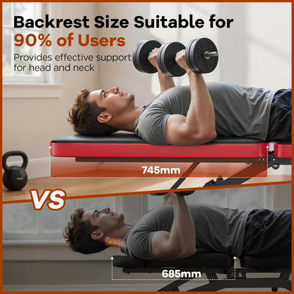 NICEPEOPLE Adjustable Weight Bench 660 lb Capacity 8 Backrest Positions Foldable Strength Training for Home Gym