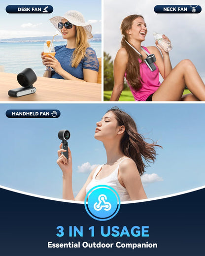 Portable Handheld Turbo Fan 5-Speed Rechargeable Foldable