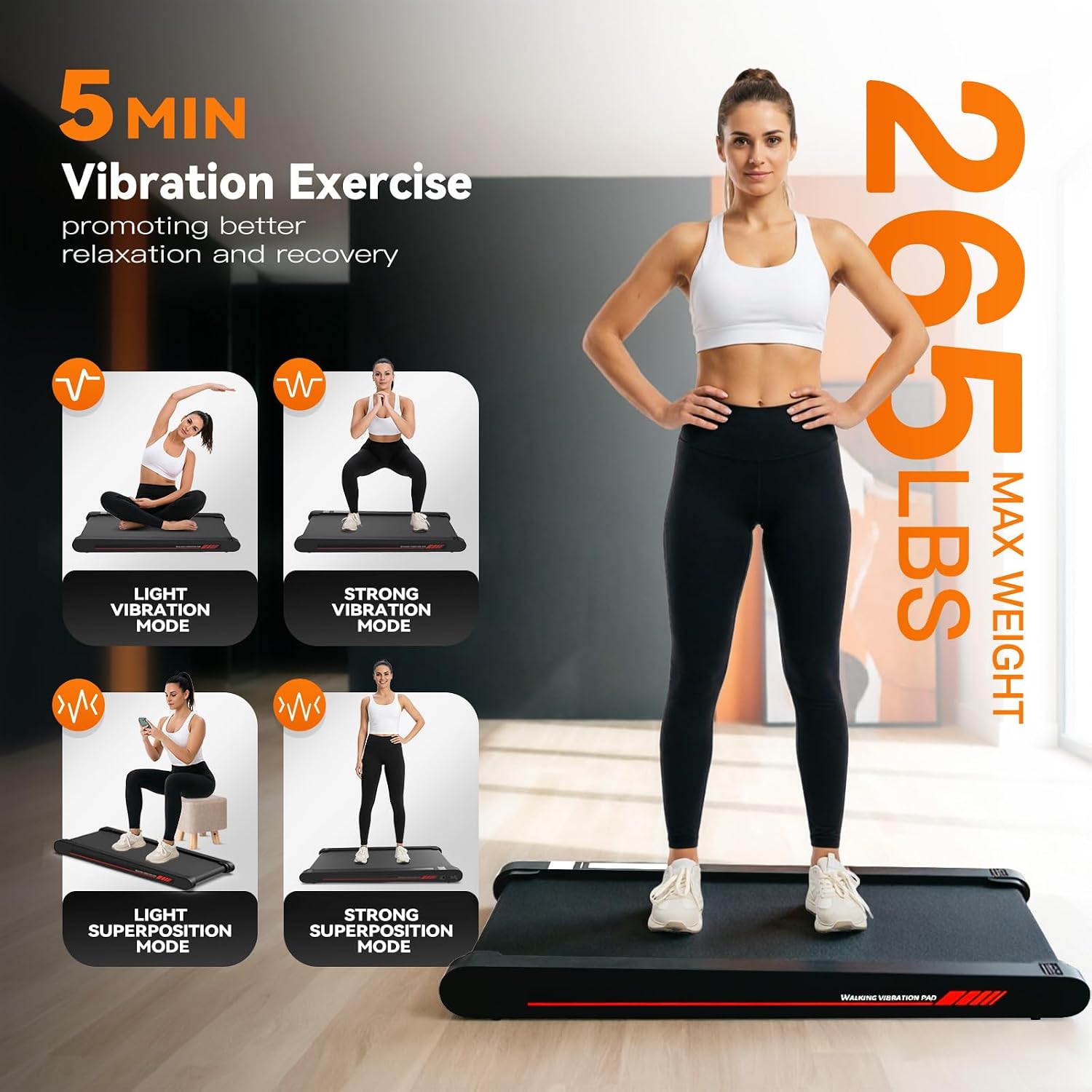 Mahrole 3-in-1 Walking Pad Vibration Plate Portable Under Desk Treadmill 400W