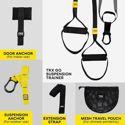 TRX GO Suspension Trainer Portable Bodyweight Home Gym Full Body Strength Training Equipment Grey