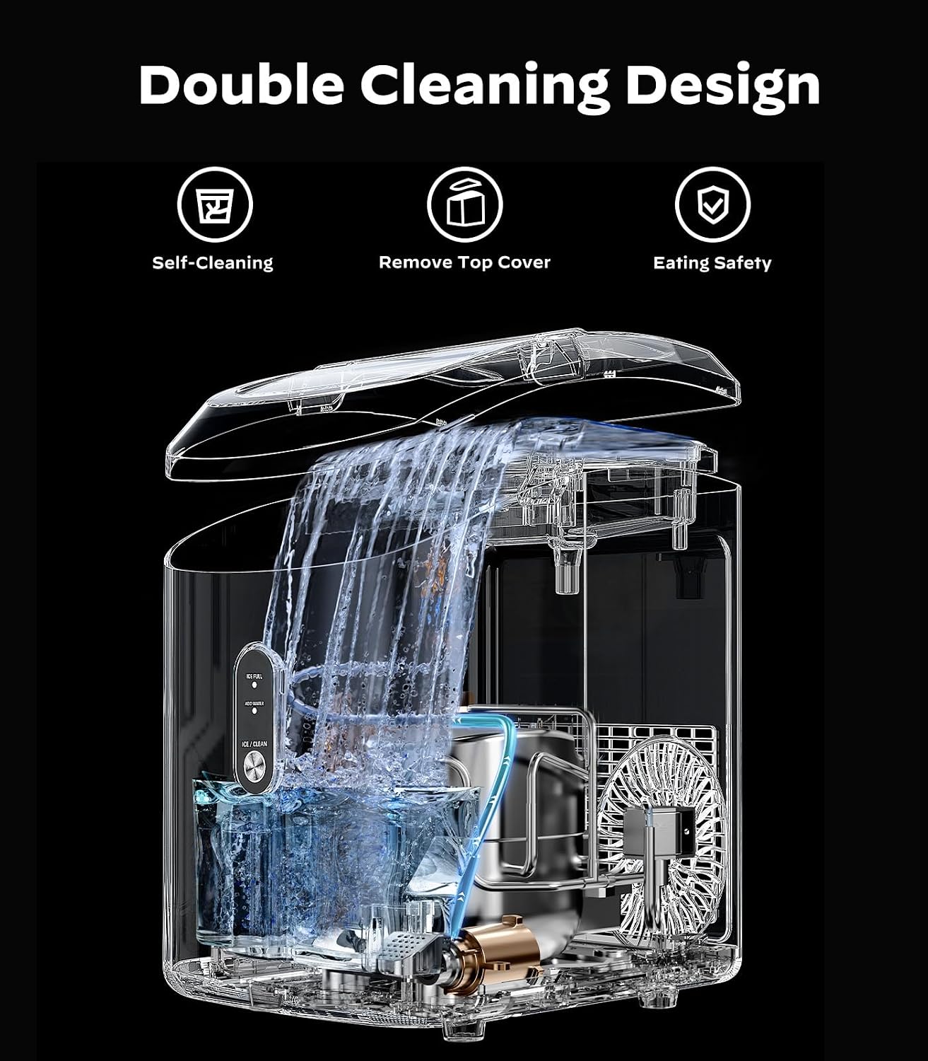 Silonn Nugget Ice Maker Countertop Chewable Pellet Ice Machine Self-Cleaning 36 lbs/Day Portable Black