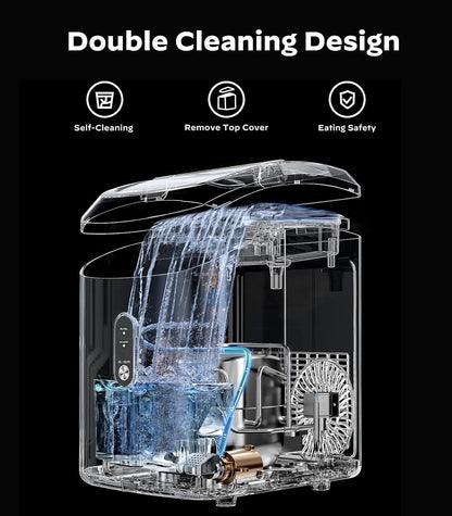 Silonn Nugget Ice Maker Countertop Chewable Pellet Ice Machine Self-Cleaning 36 lbs/Day Portable Black