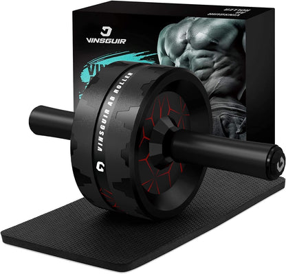 VINSGUIR Ab Roller Wheel Dual-Wide Core Strength Trainer with Knee Pad 440 lb Capacity