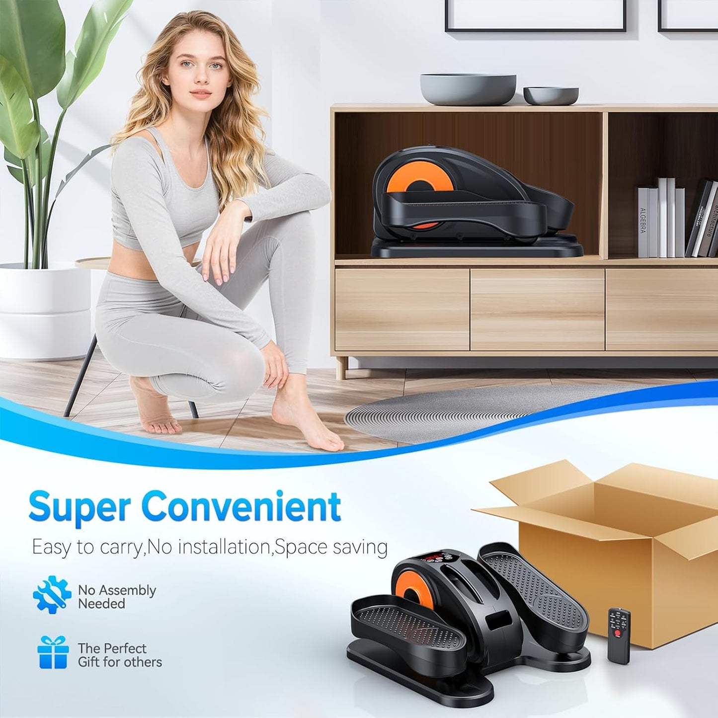 GUGTTR Under Desk Elliptical Machine Electric Seated Pedal Exerciser Fully Assembled Quiet Portable with Remote 12 Speeds 500 lb Capacity