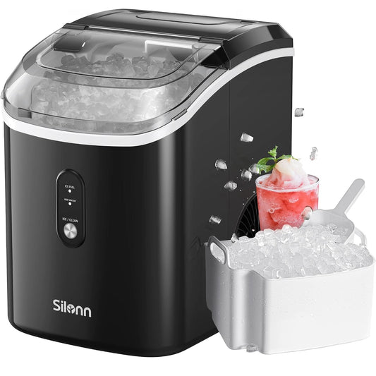 Silonn Nugget Ice Maker Countertop Chewable Pellet Ice Machine Self-Cleaning 36 lbs/Day Portable