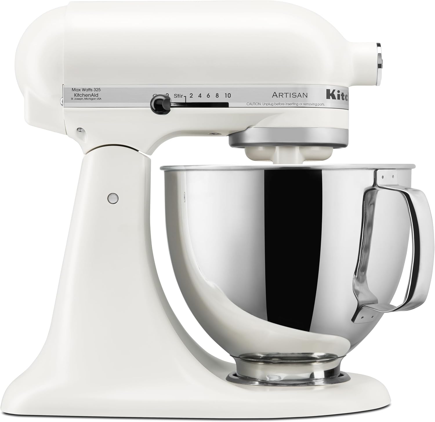 KitchenAid Artisan 5 Qt Tilt-Head Stand Mixer 325W 10-Speed with Flat Beater Dough Hook Wire Whip Pouring Shield 23 lb KSM150PS
