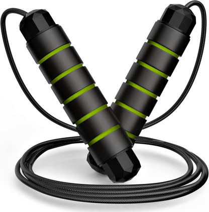 Loocio Tangle-Free Speed Jump Rope Adjustable Steel Cable with Ball Bearings Foam Handles for Men Women Kids Home Gym Fitness Black